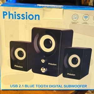 Phission USB 2.1 Multimedia Subwoofer Persistant Play New